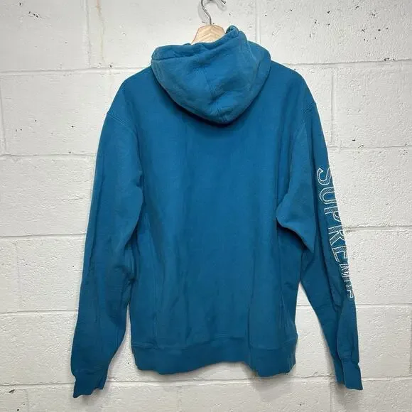 Supreme Sleeve Embroidery Hooded Sweatshirt “Dark Aqua” SS18
